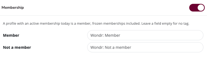 The Membership settings