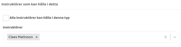 Inställningar för isntruktörer som kan hålla i aktiviteten.