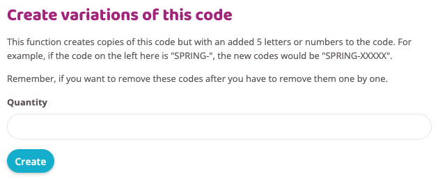 Create variations of codes