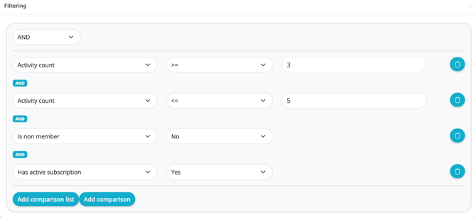 How to creating a smart rule for automatic notification after a certain number of training sessions.