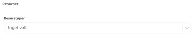 Inst'llningar för att koppla resurser till bokningstypen.