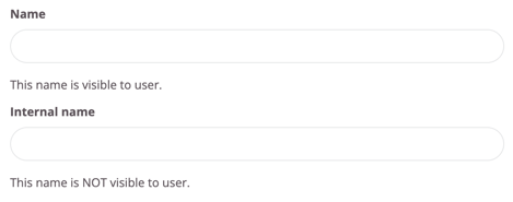 Form with fields for a subscription name visible to users and an internal name only shown to staff.