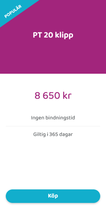 Medlemskapskort med enkel färgad header utan bild.