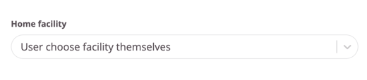 Form field for selecting a home facility for the subscription using a dropdown.