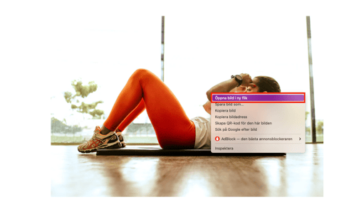 Fitness image gallery with one image highlighted by a red frame, indicating the selected image in the interface.