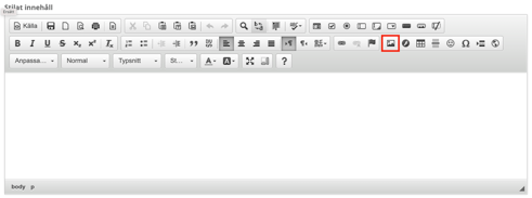 Text editor toolbar with the image insert button highlighted, indicating where to add an image to the content.